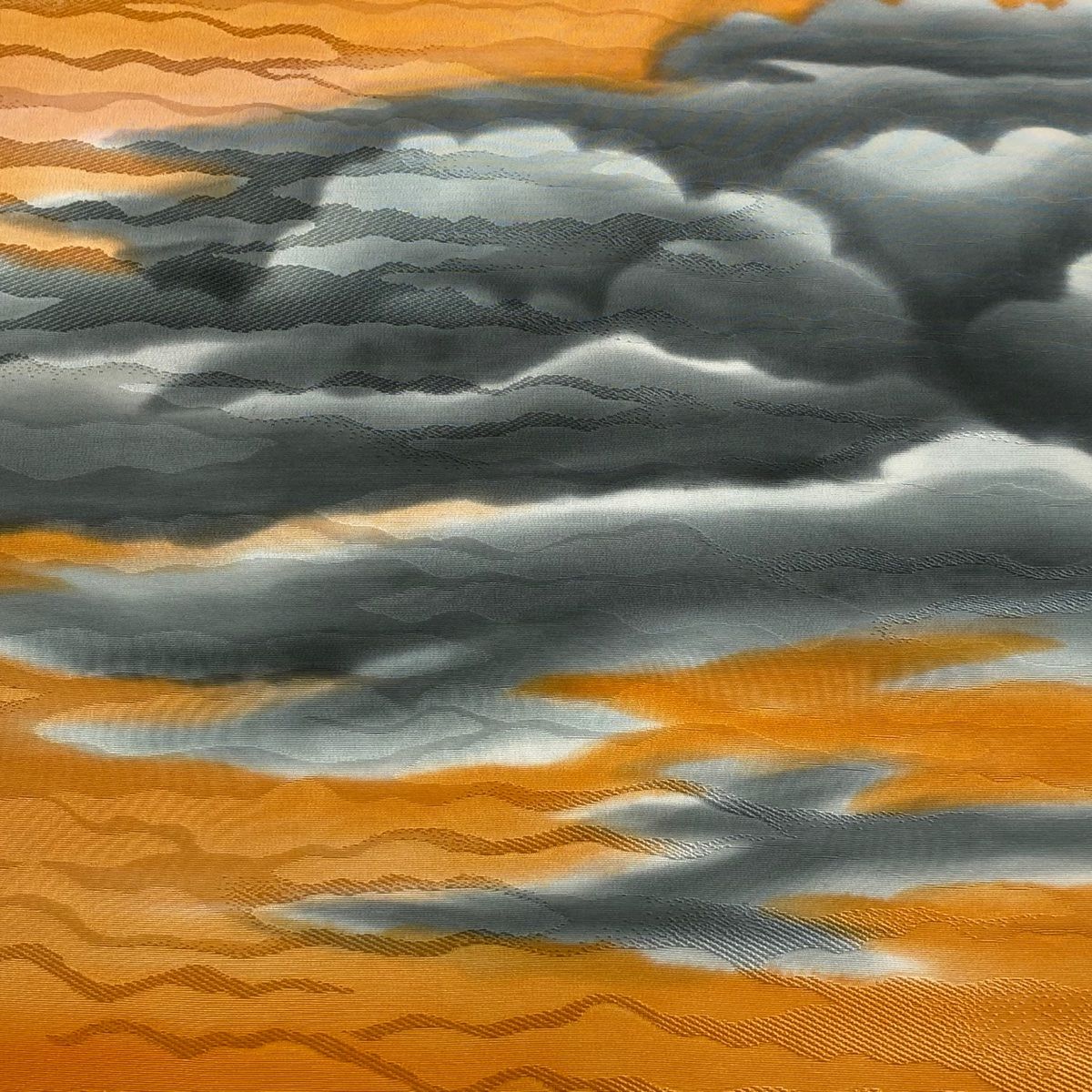 反物 秀品 小紋 雲文 霞 ぼかし オレンジ 正絹 WWW_USTAUSTRALIA_COM_AU