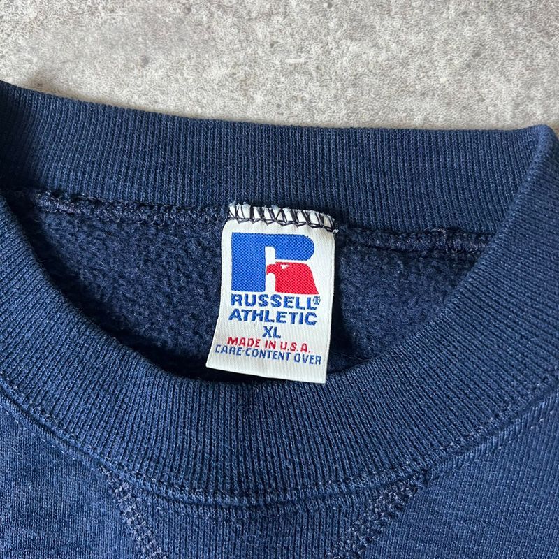 90s USA製 RUSSELL 2段 カレッジ プリント スウェット 