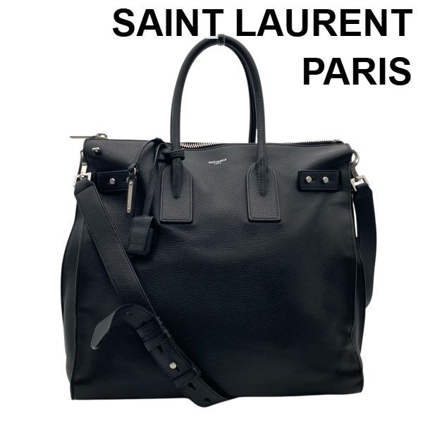 サンローランパリ SAINT LAURENT PARIS サック ド ジュール トートバッグ ショルダーバッグ 2WAY 南京錠 黒 ブラック レザー メンズ 5E164
