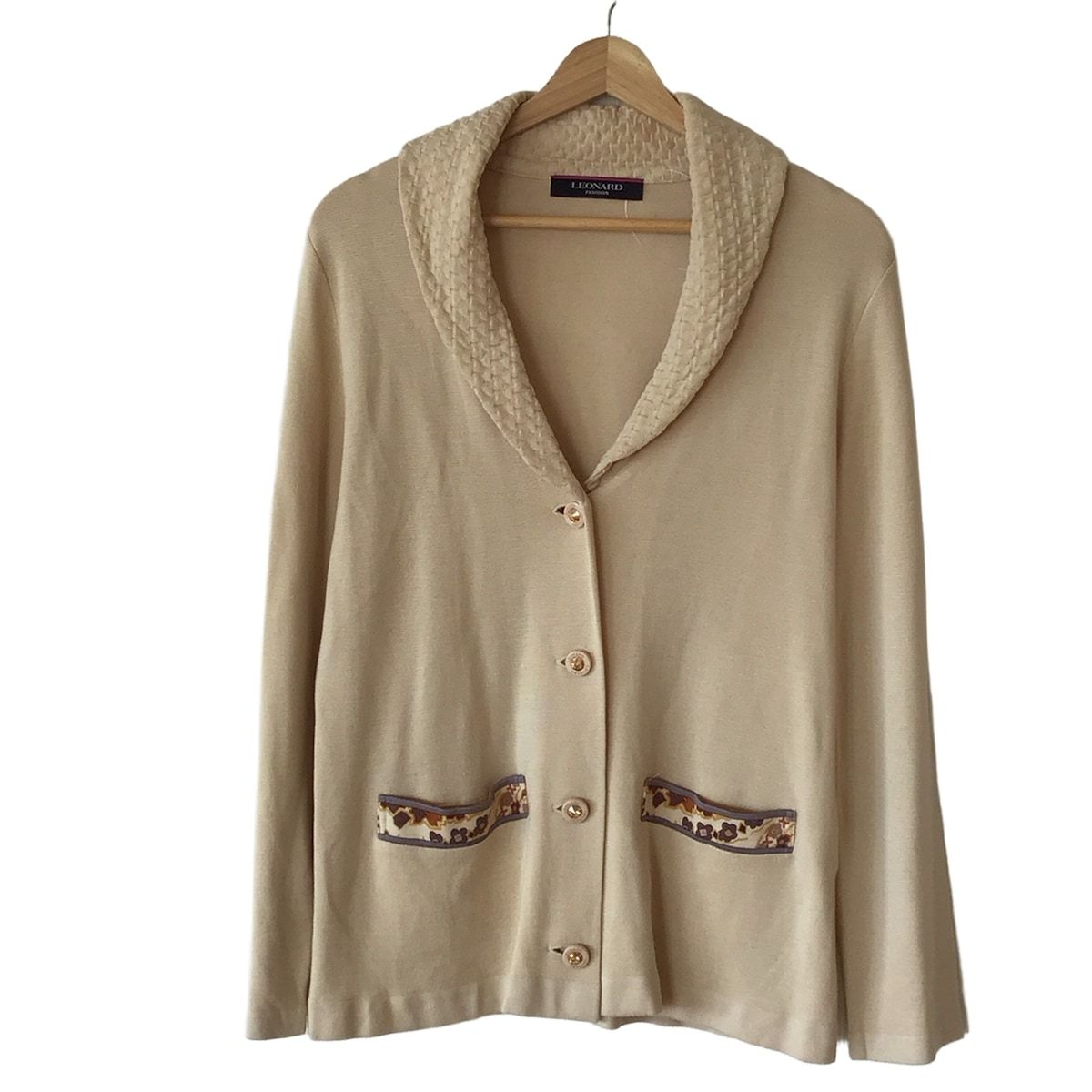LEONARD(レオナール) カーディガン サイズLL レディース - ベージュ