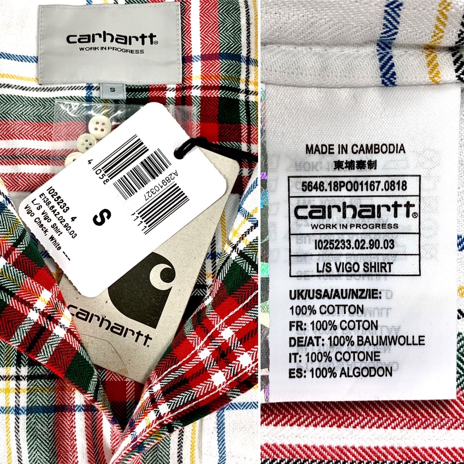 carhartt wip カーハート work in progress ワークインプログレス ドレス スチュアート タータン チェック フランネル  シャツ 白 ホワイト 赤 レッド Sサイズ アメカジ ネルシャツ アメリカ ストリート ワークウエア ブランド - メルカリ