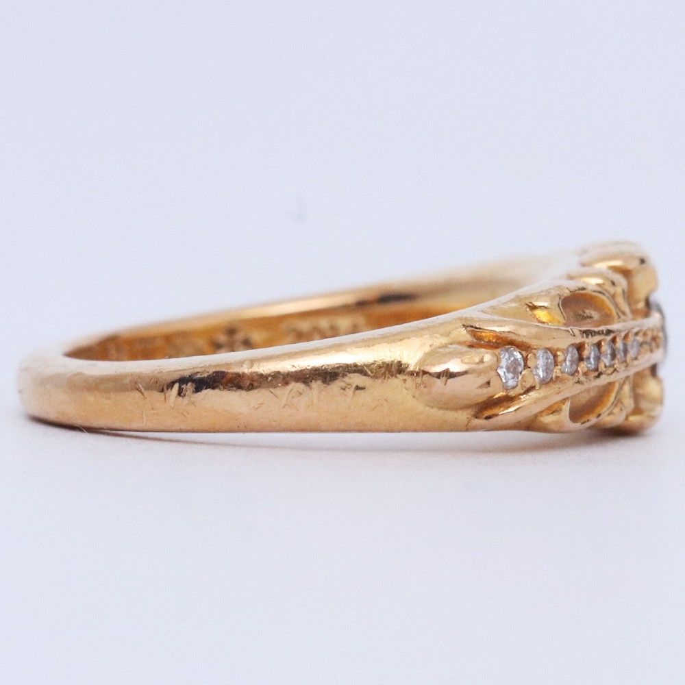 ベビー クラシックフローラルクロスリングパヴェ/10号 10号 CHROME HEARTS ベビークラシックフローラルクロスリング 22K with