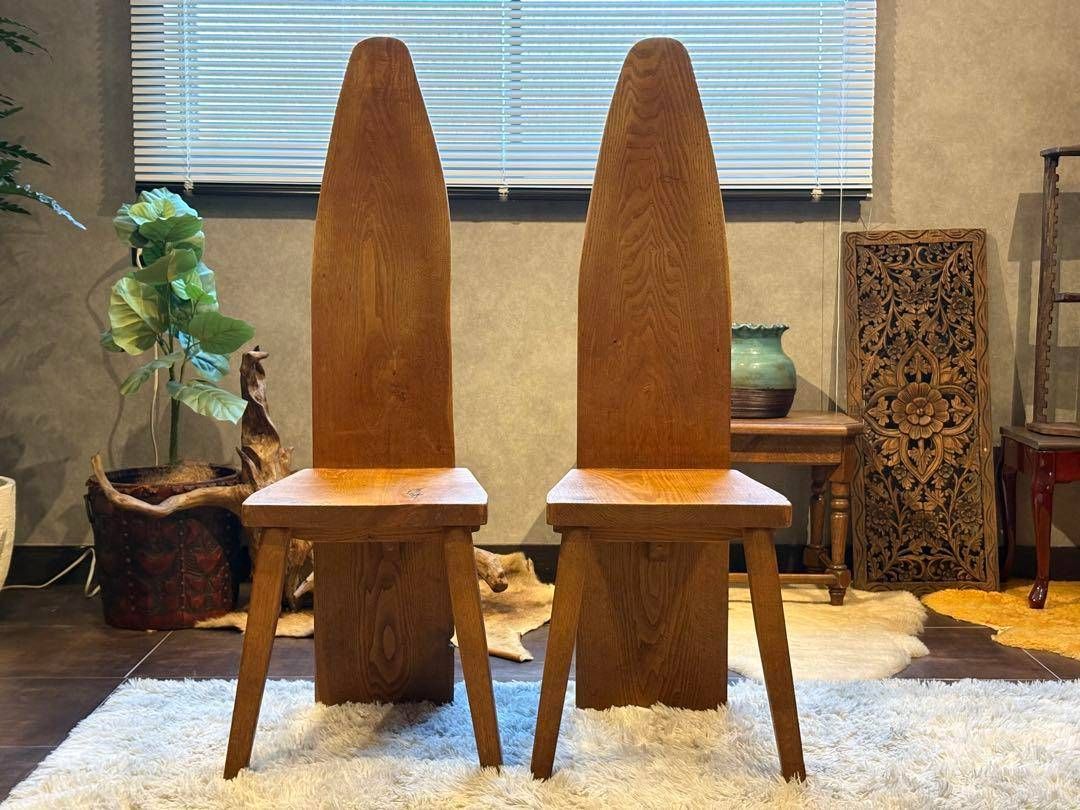 ① 希少 レトロ 無垢材 ヴィンテージ カフェ 店舗什器 ハイバック  