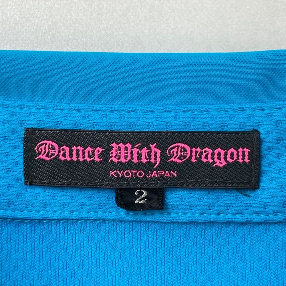 サイズ：2 DANCE WITH DRAGON ダンスウィズドラゴン  半袖ポロシャツ スカル スパンコール  ブルー系 [240101476797] ゴルフウェア レディース ストスト サイズ：2 DANCE WITH DRAGON ダンスウィズドラゴン 半袖