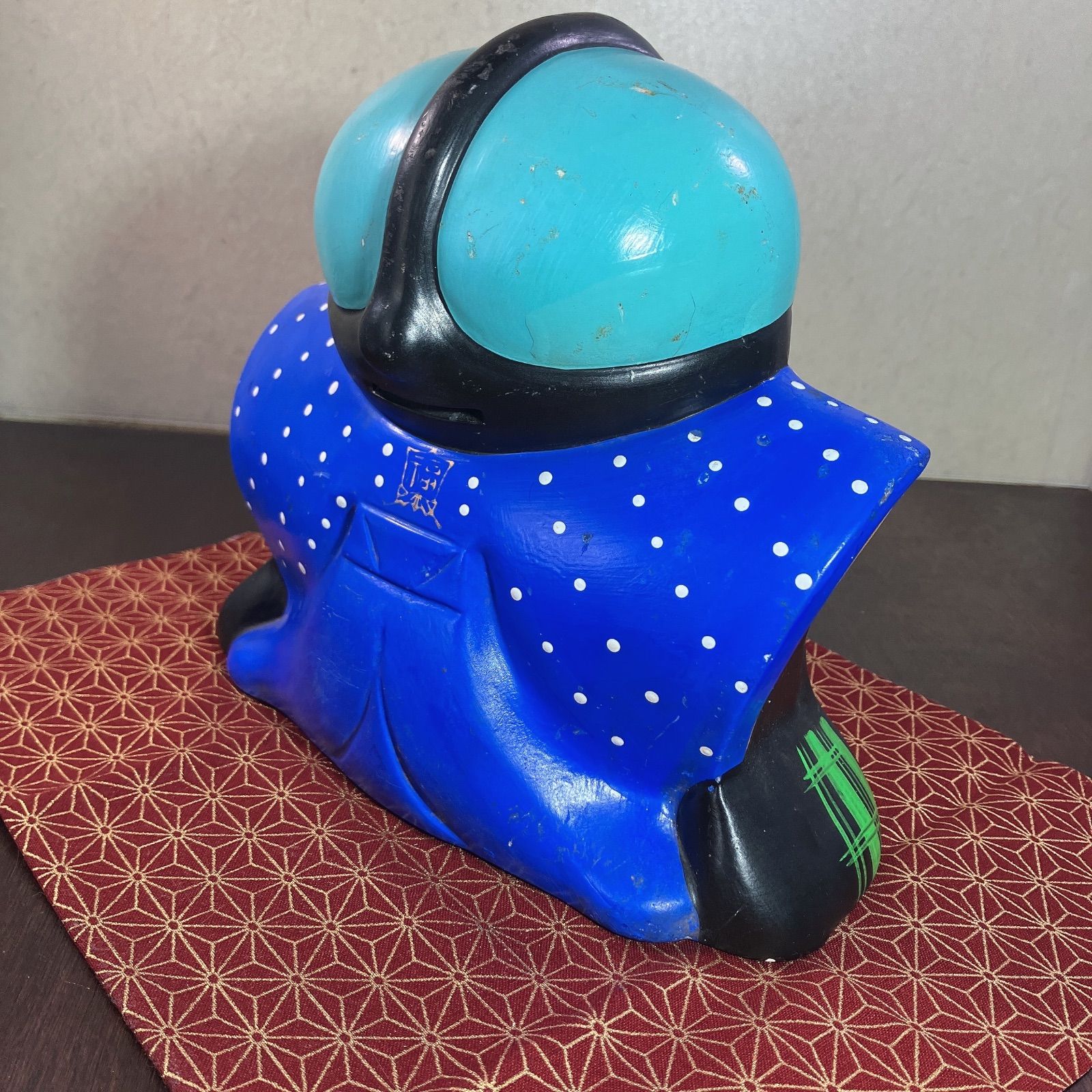 福助人形　置物　骨董品　アンティーク 福助 置物 貯金箱 縁起物 陶器 骨董品 アンティーク レトロ よーいドン