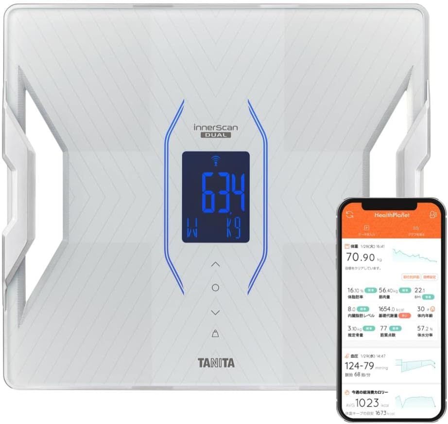 タニタ(Tanita) 体組成計 ヘルスメーター スマホ 日本製 ホワイト RD-912 WH 医療分野の技術搭載/筋肉の質がわかる/スマホでデータ管理 インナースキャンデュアル
