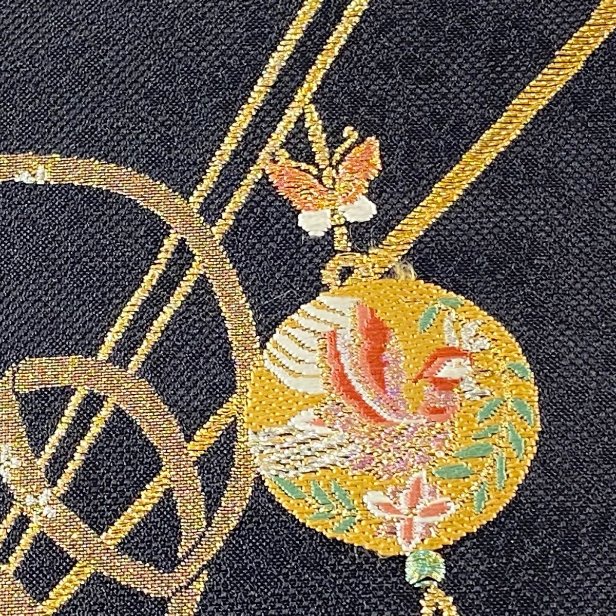 春物正絹袋帯四季花鳥刺繍 最高級手刺繍袋帯「金通し 扇面に四季の花」 | すべての商品