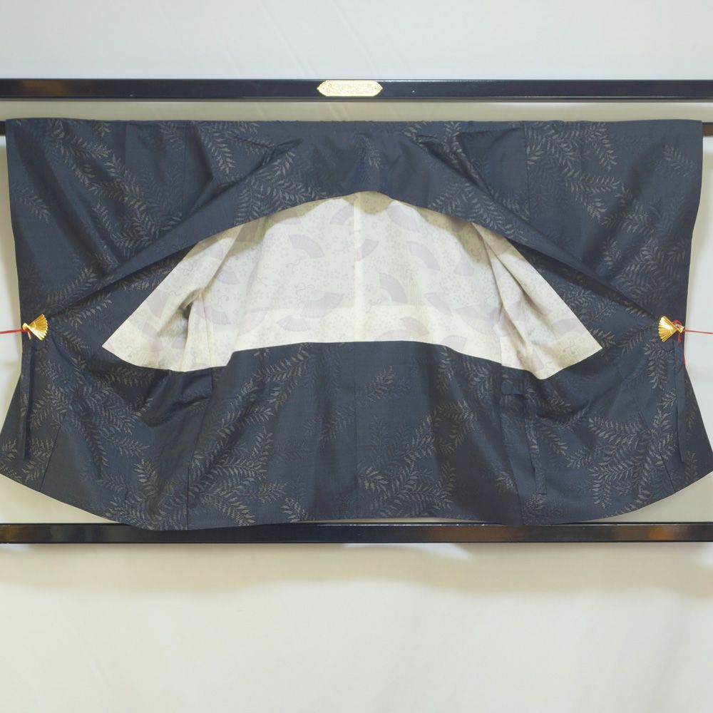 道中着 コート 大島紬 緯双 蘇鉄模様 藍染 正絹 塵除けコート 【 中古】【大島 紬 防寒コート 着物 着物コート 和装コート 羽織もの レディース 羽織りもの 古着 冬  塵除け コート きもの天陽】