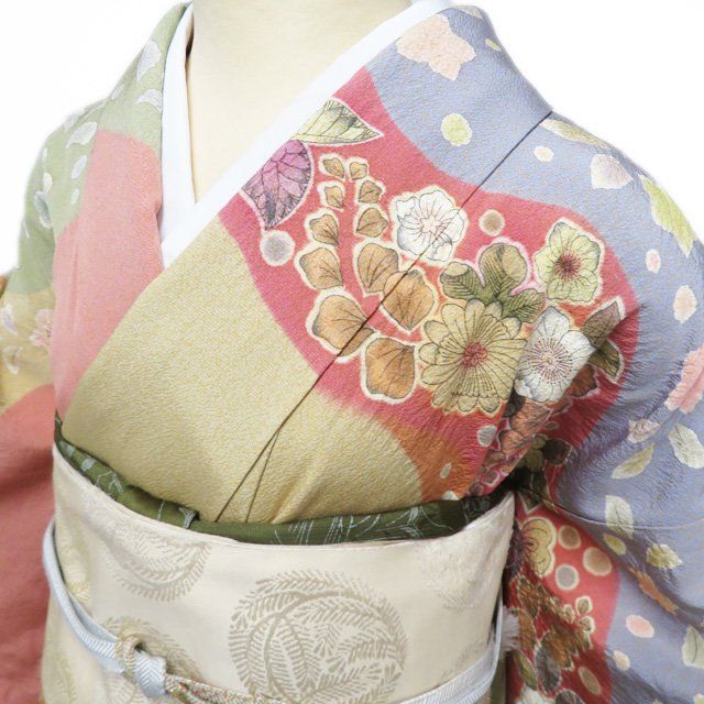 平和屋着物○訪問着 白山紬 友禅 枝葉文 正絹 逸品 DAAW5552ud 平和屋