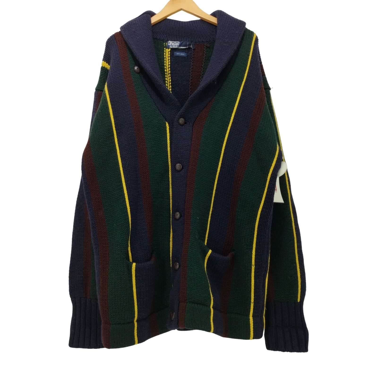 ポロラルフローレン POLO RALPH LAUREN マルチカラーショールカラーカーディガン くるみボタン メンズ  表記無