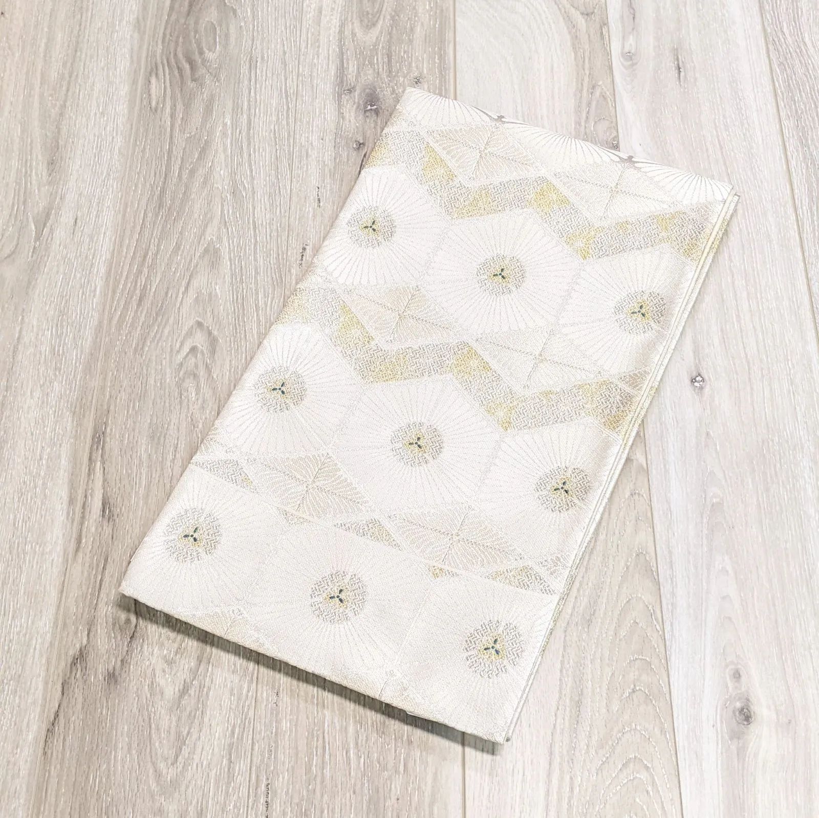【新品・未使用】正絹 袋帯 フォーマル 金 シルバー 菊菱 仕立て上がり b1