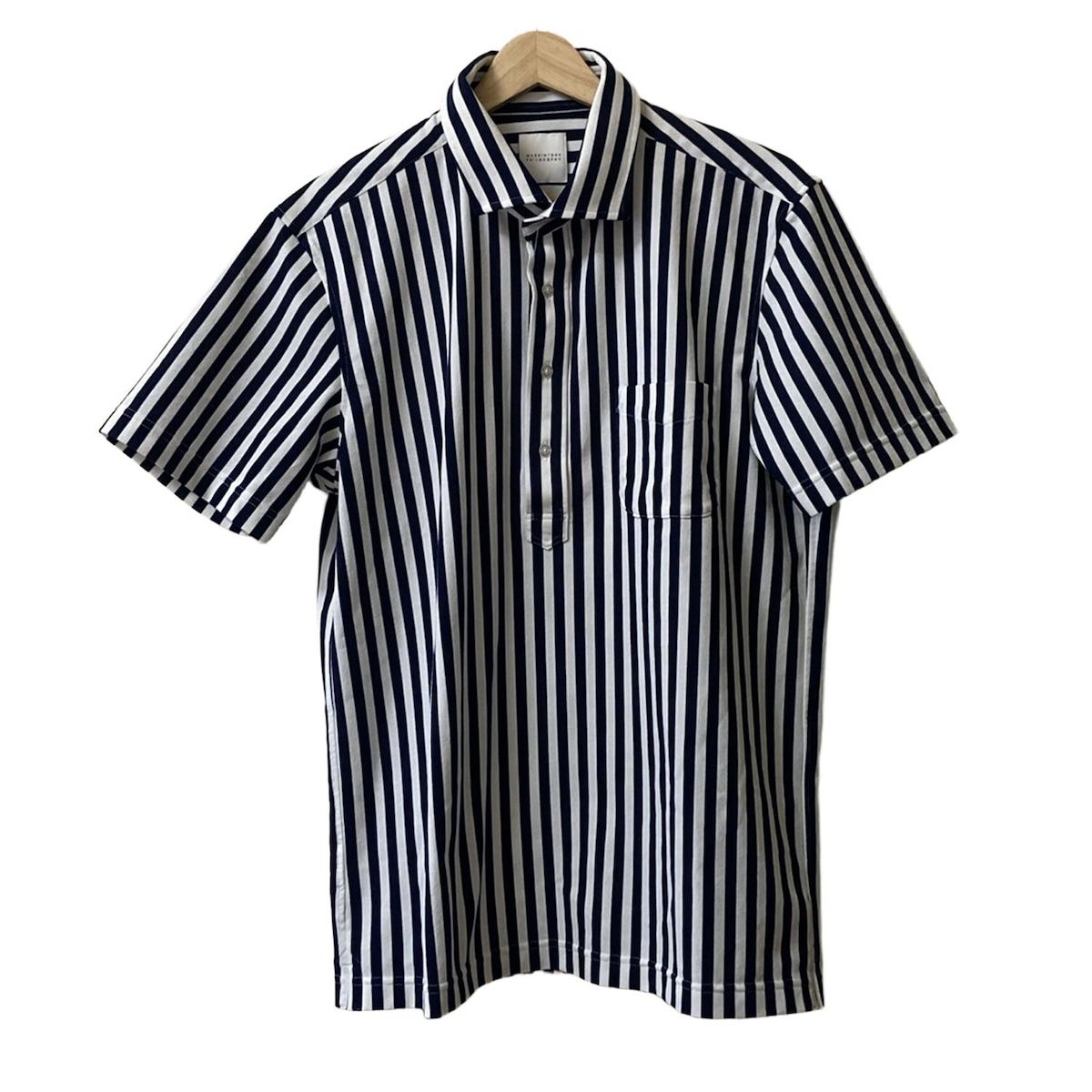 MACKINTOSH PHILOSOPHY マッキントッシュフィロソフィー 半袖ポロシャツ サイズ42 L メンズ - ダークネイビー×白 ストライプ