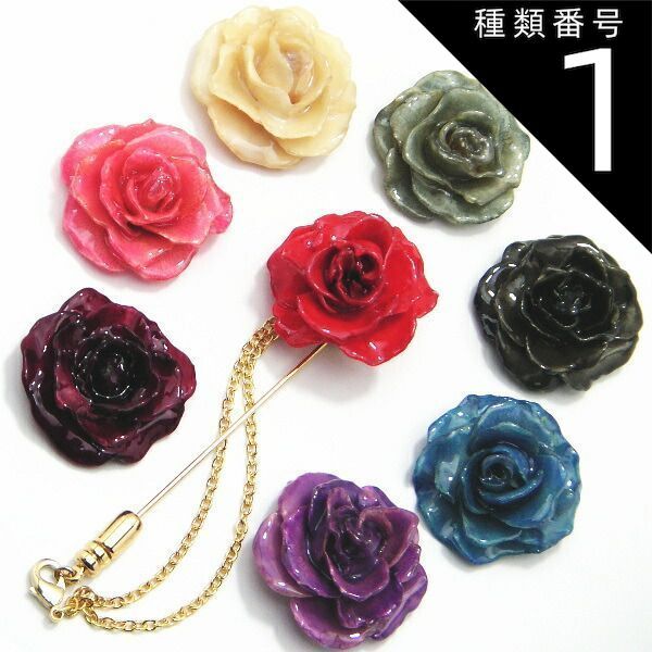 種類1:シルバー/レッド リアル ローズ ラペルピン16色より選択 本物のバラ 薔薇使用ラペルピン スーツアクセサリー専門店 誕生日 プレゼント プチギフト おしゃれ カフスマニア