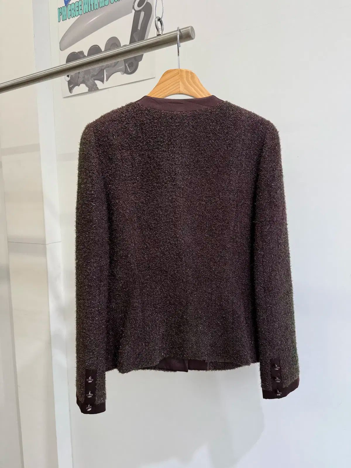 Harrods フォックスファーつき ツイード ジャケット 2way ブラウン系