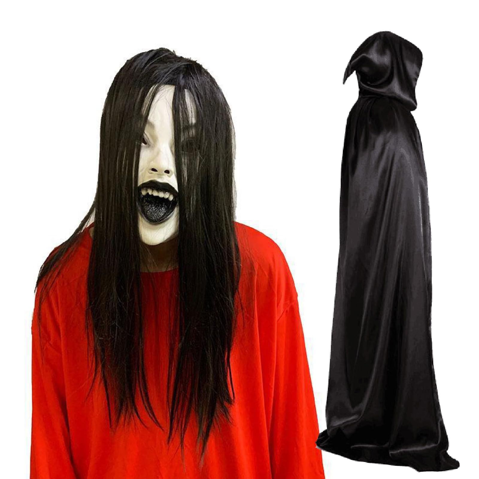 【信頼】 Famimueno] 幽霊 怖い マスク 髪 リアル ホラー ハロウィン 家具