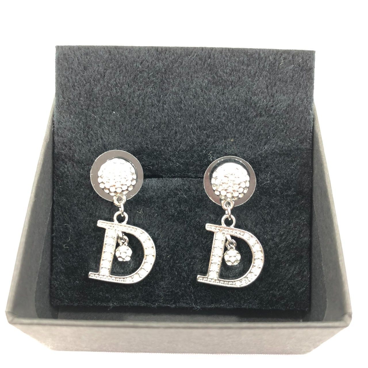 ✨希少 極美品✨ クリスチャンディオール リボン ストーン フープ ロゴ ピアス ✨希少 極美品✨ クリスチャンディオール リボン ストーン