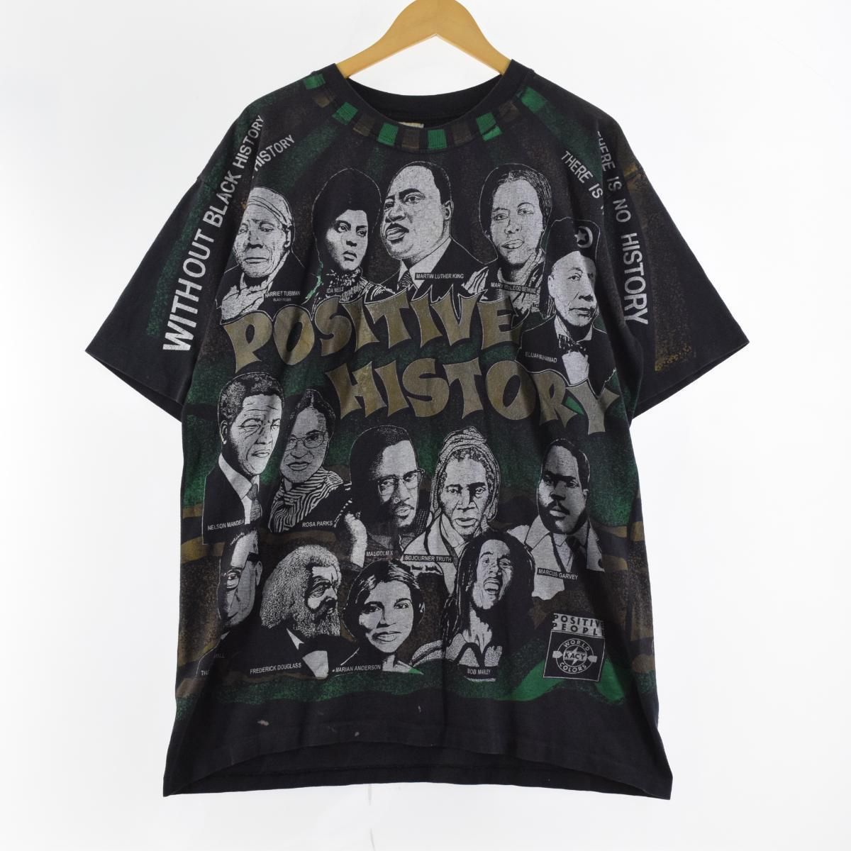 古着 90年代 KACY WORLD COLORS POSITIVE HISTORY 両面プリント 偉人T
