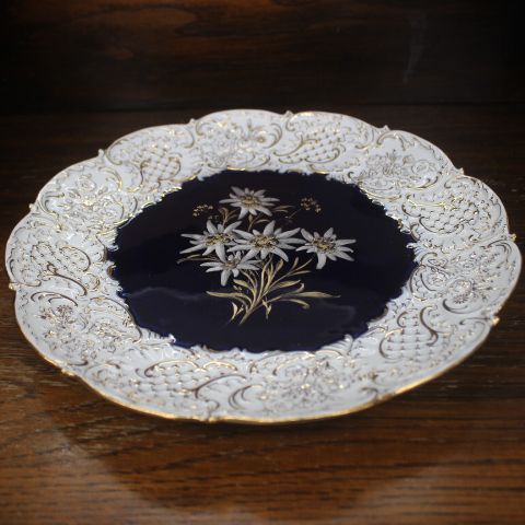 マイセン Meissen 1940年頃 カマユブルー金彩花絵 スーププレート