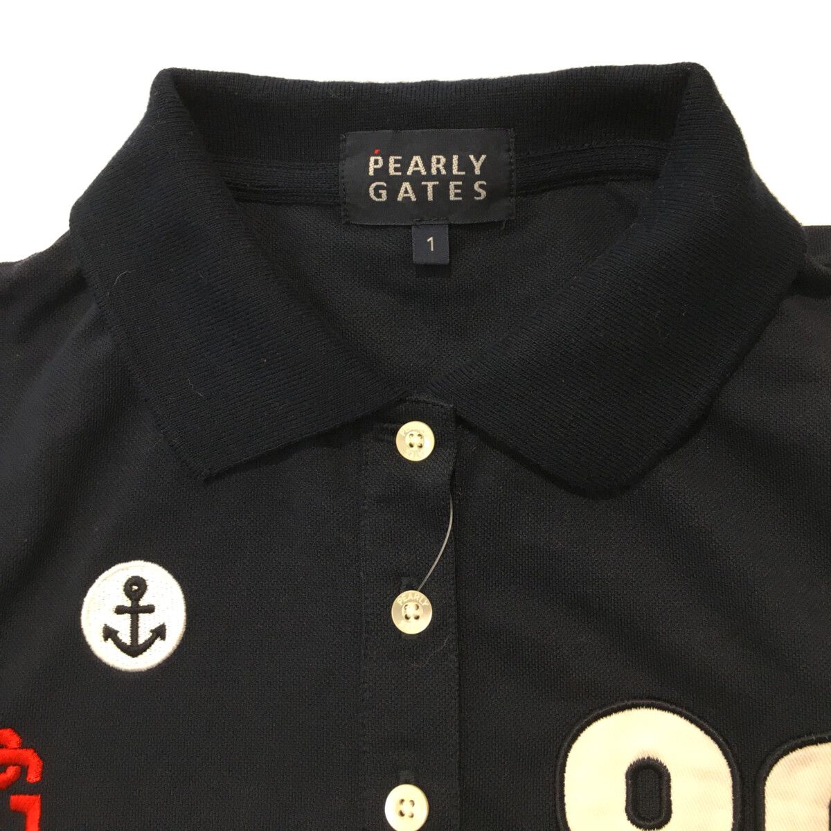 新品未使用　パーリーゲイツ  レディースポロシャツ　濃紺　size 1 パーリーゲイツ PG 胸ポケット付き半袖ポロシャツ レディース