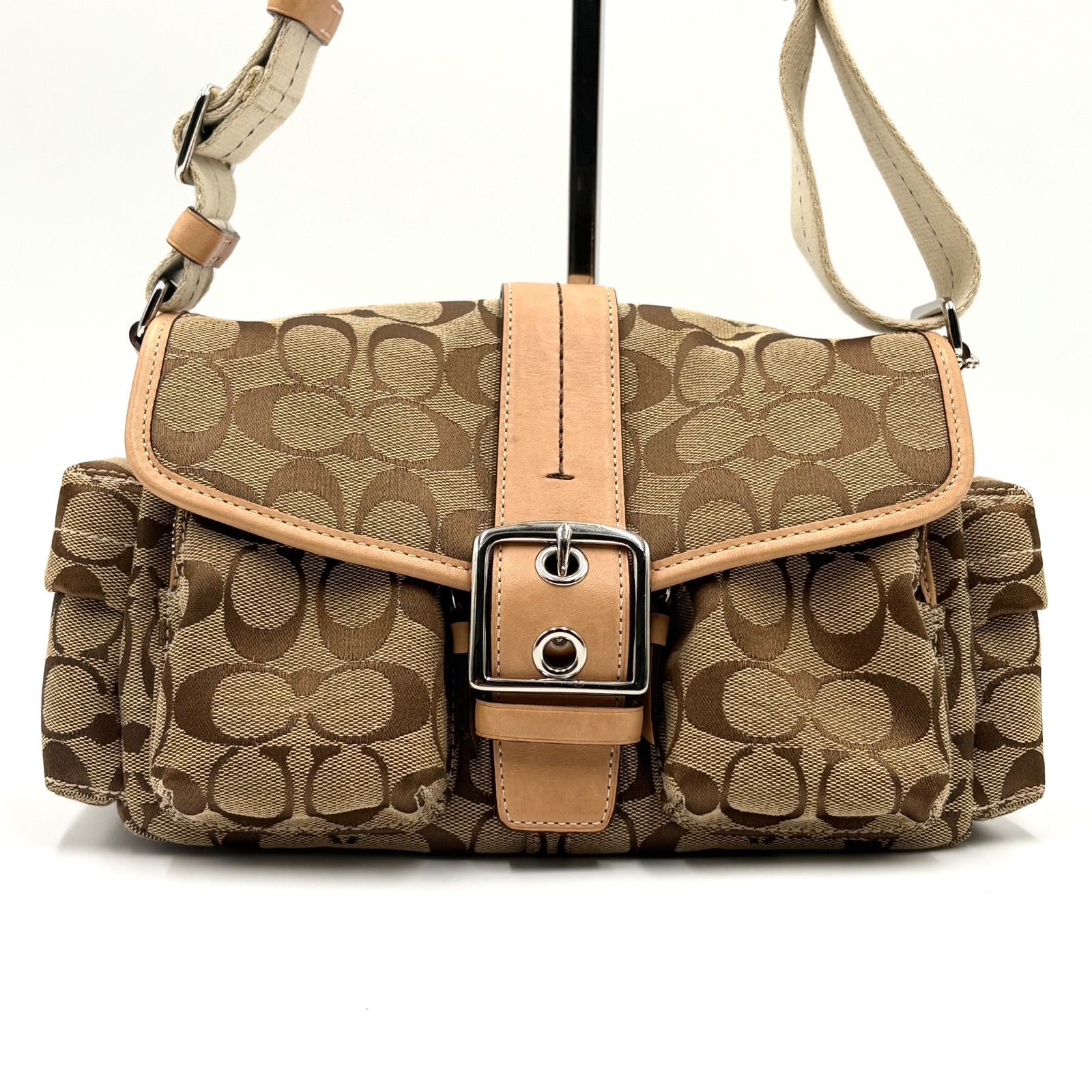 極美品○COACH コーチ ソーホー マルチポケット2way シグネチャー 6835  