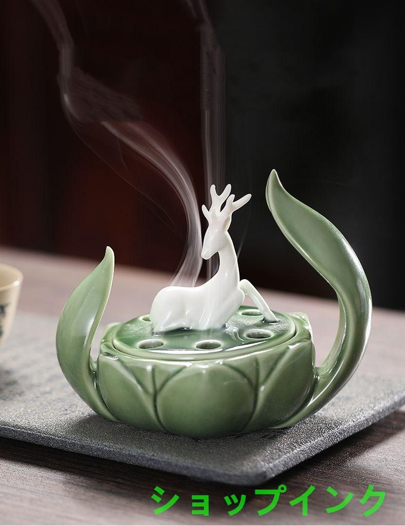 一鹿蓮升香炉 陶磁器 香炉 香道具装飾品 工芸品 美術品 置物 一鹿蓮升香炉 陶磁器 香炉 香道具装飾品 工芸品 美術品 置物