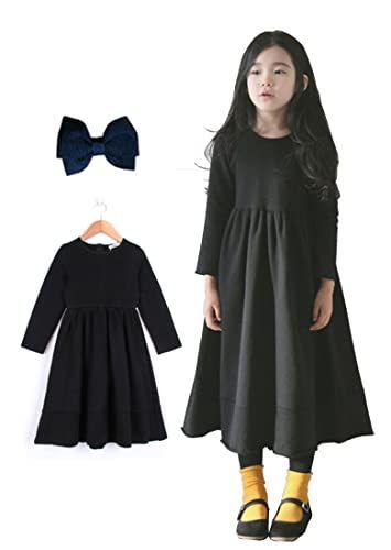 ブラック_120 [WUOWU] 女児ワンピース キッズ 法事 冠婚葬祭 ワンピース 子供 ブラック 黒 ガールズ ワンピース 女の子 ワンピース 子供服 フォーマル ワンピース 普段着 葬服 春夏秋冬 子ども 