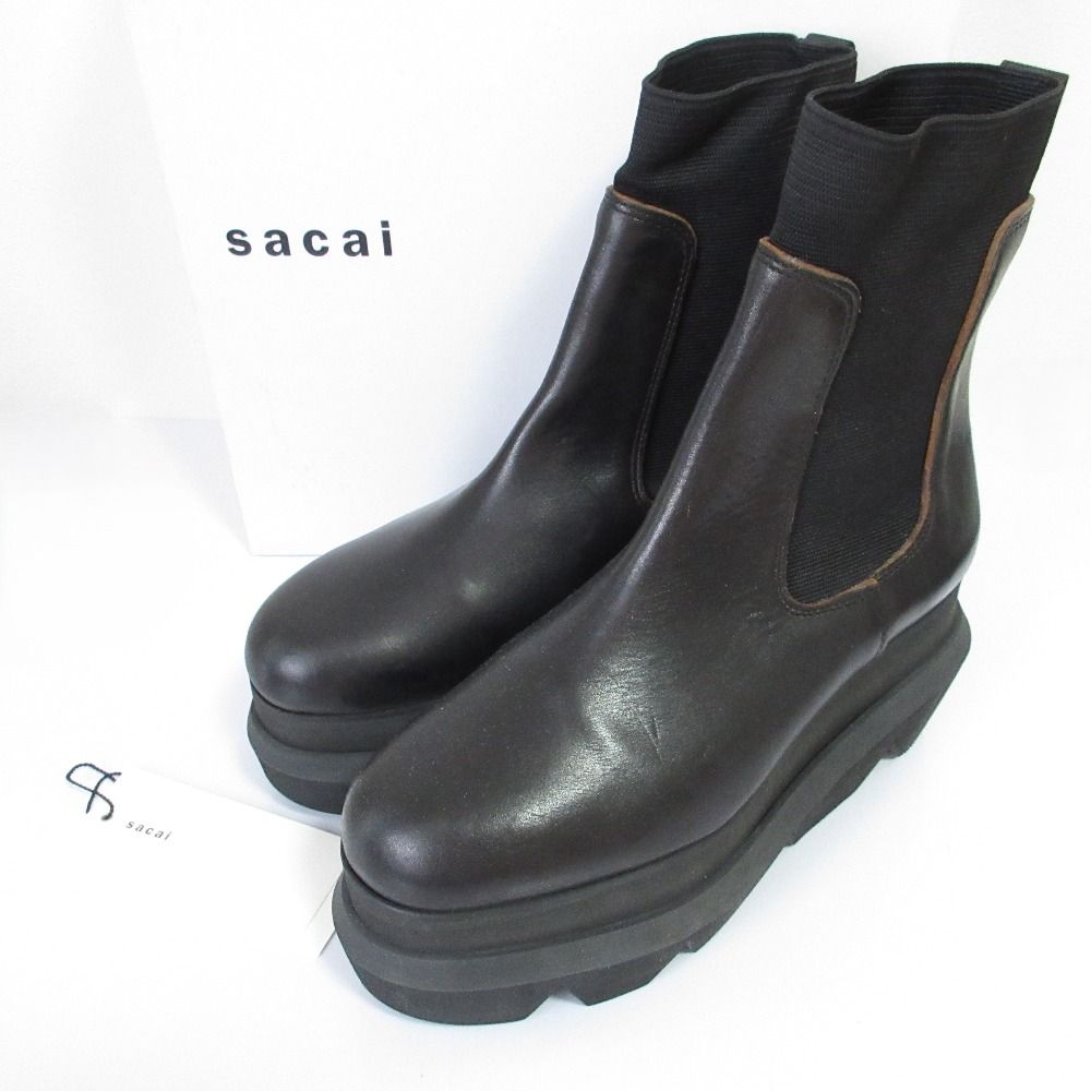 最新作の 新品同様 サイドゴア プラットフォーム レザー サカイ sacai 靴