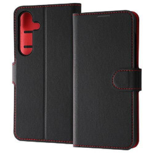 【新品・2営業日で発送】レイ・アウト Galaxy S24 Like standard 手帳型レザーケース シンプル マグ／BK／RD(RT-GS24ELC1／BR)