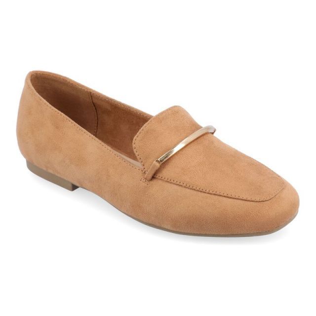 【送料無料】 ジュルネ コレクション レディース スリッポン・ローファー シューズ Journee Collection Wrenn Tru Comfort Foam Women's Loafer Flats Tan Suede
