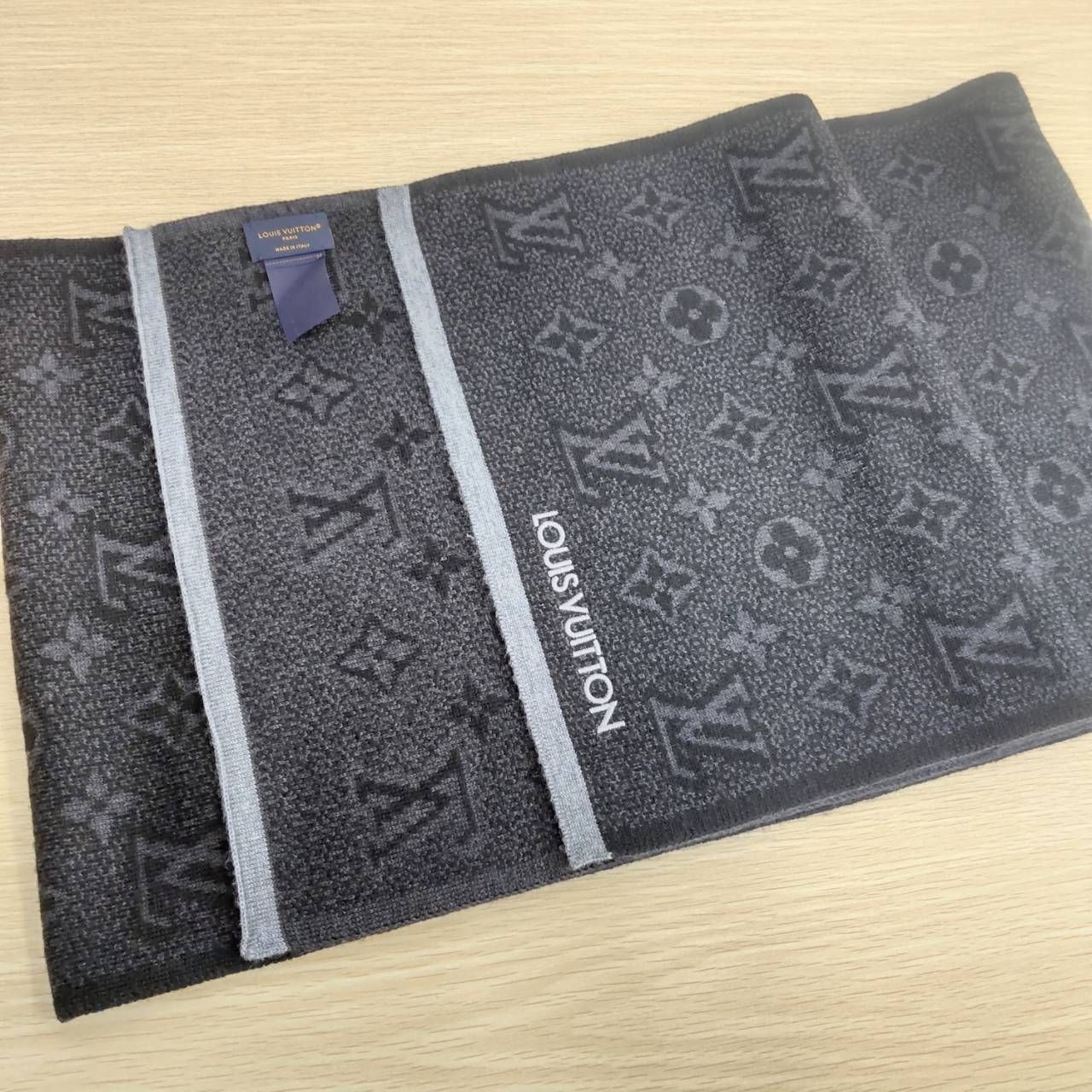 ルイヴィトン エシャルプ モノグラム クラシック ノワール マフラー 黒 LOUIS VUITTON ルイヴィトン エシャルプ マイモノグラム