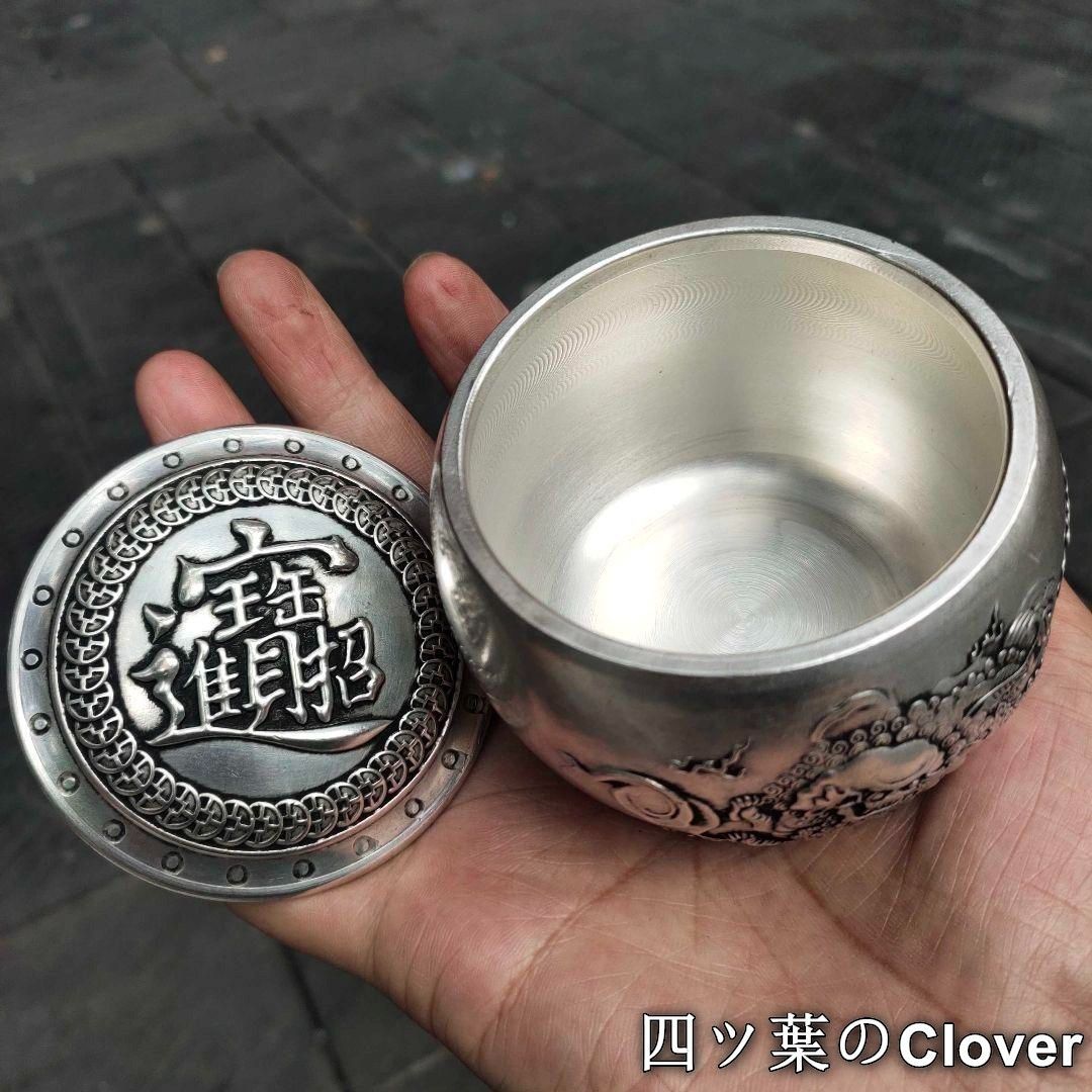 銅器 茶筒 招財進宝獅子茶筒 茶道置物 装飾品 工芸品