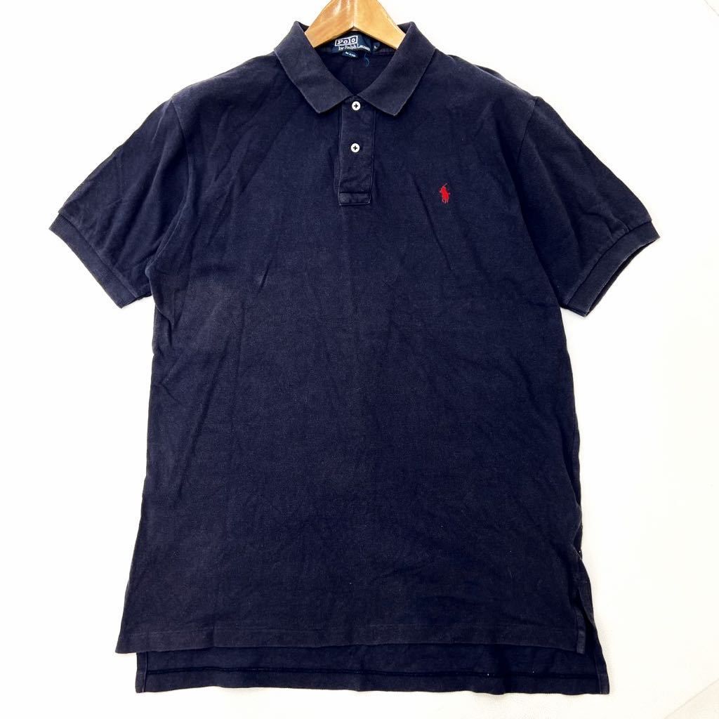 ポロラルフローレン  POLO RALPH LAUREN 半袖 ポロシャツ ネイビー L 着回し抜群の定番カラー アメカジ 大人カジュアル 古着MIXDK122