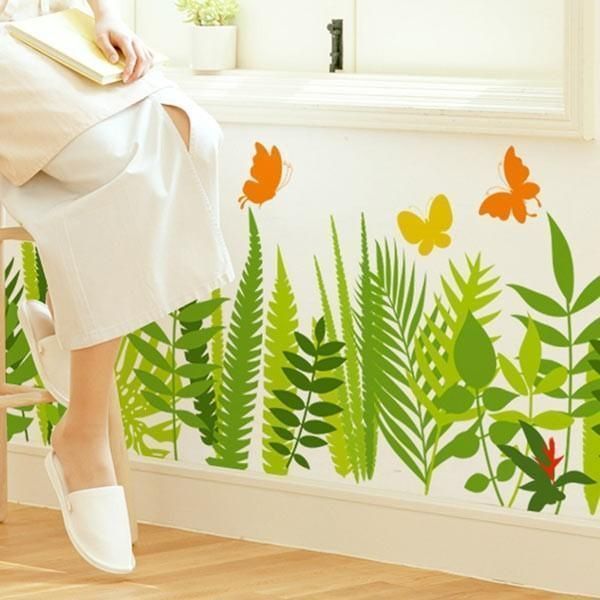 貼ってはがせる簡単ウォールステッカー トロピカル リーフ