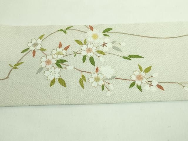 平和屋本店■極上　銀座もとじ　九寸名古屋帯　桜　霞色地　金彩　鬼しぼ縮緬　たとう紙付き　逸品　DZAA7156kh5 平和屋本店□極上 銀座もとじ 九寸名古屋帯 桜 霞色地 金彩 鬼しぼ縮緬