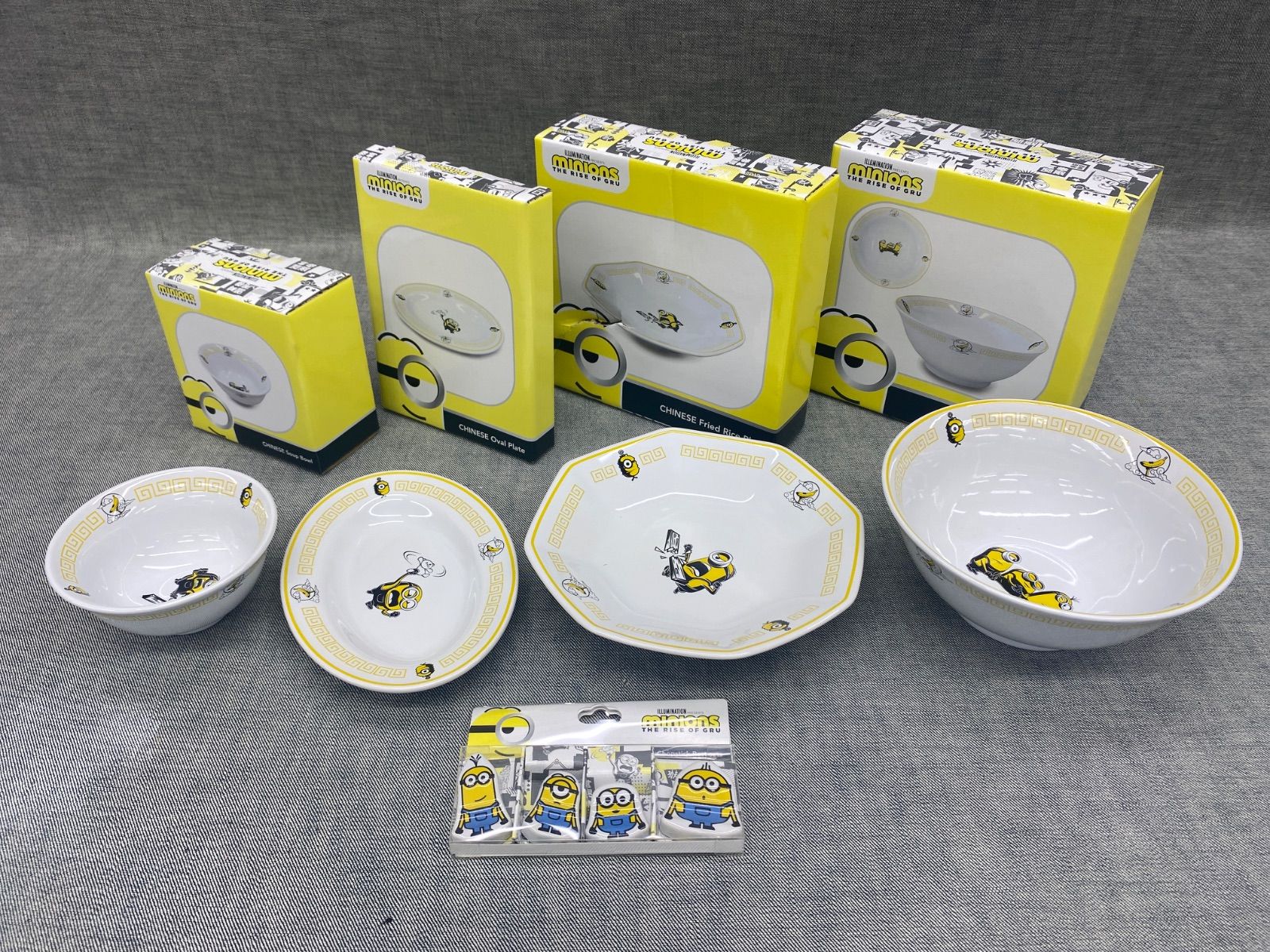 AL AY25100947 ミニオンズ 中華食器セット 箸置き スープ碗 ギョーザ皿 チャーハン皿 ラーメンどんぶり