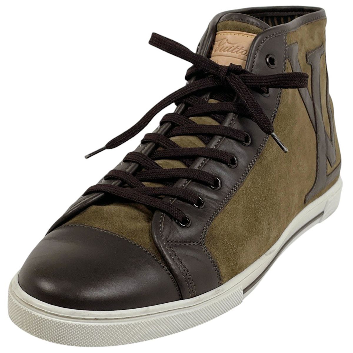 LOUIS VUITTON LVロゴ ハイカット スニーカー スエード カーキ