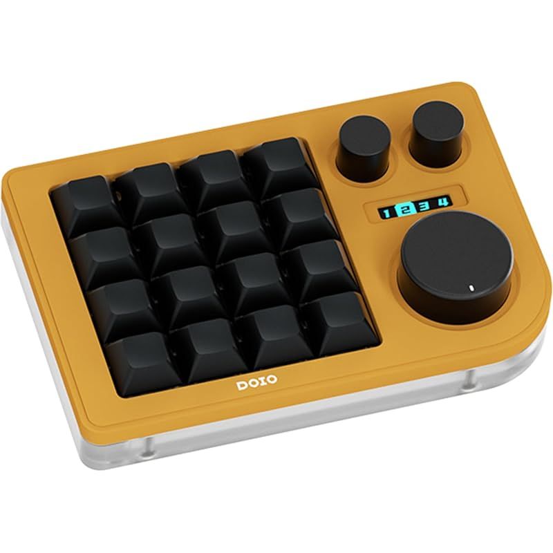 KB16 マクロメカニカルキーボードアルミニウム製 片手キーボード RGB VIA ホットスワップ プログラム機能対応 16キー Ps Pr LrC Blenderなどのソフトに利用 黄色