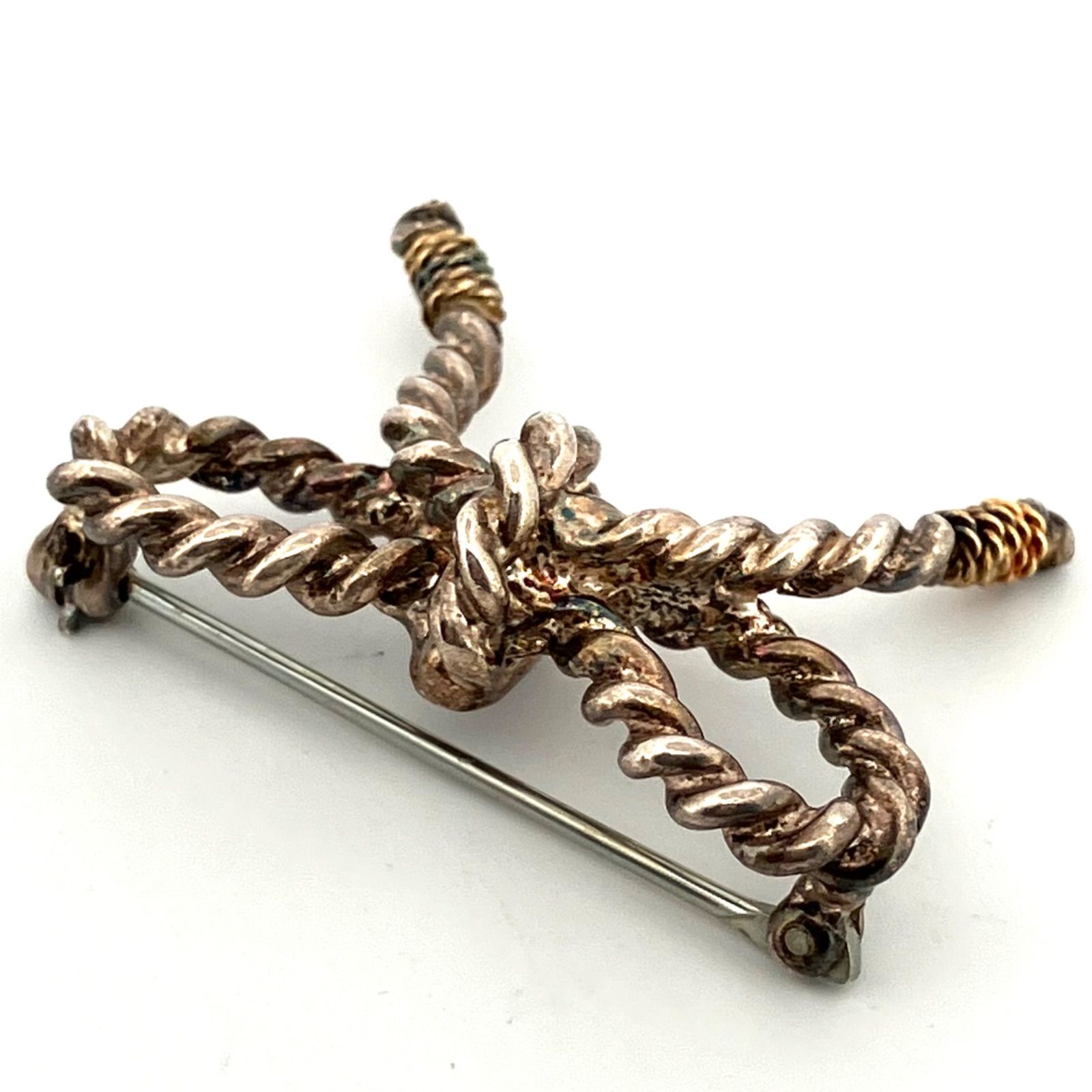 ティファニー ブローチ リボン ツイスト K18YG/シルバー 925