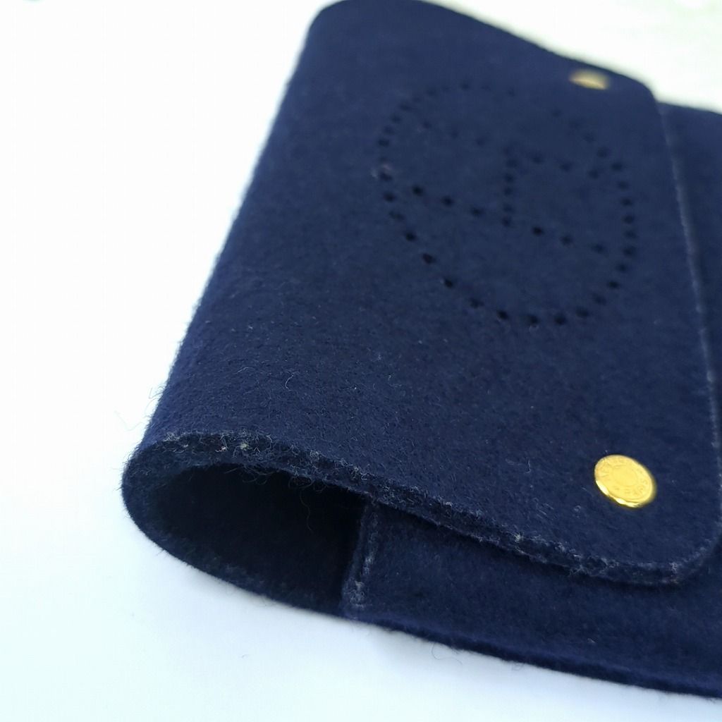 HERMES ネイビー フェルト小物入れ