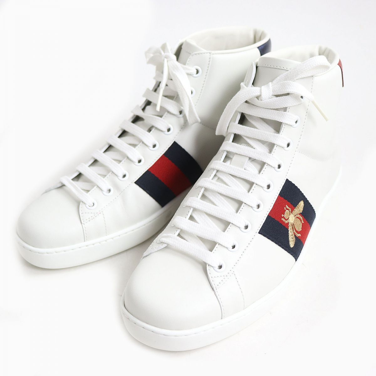 専門ショップ GUCCI◇ハイカットスニーカー/US8.5/ホワイト/レザー