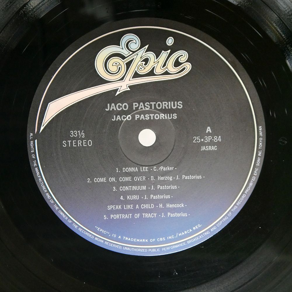 洋楽 JACO PASTORIUS/SAME/EPIC 253P84 LP 洋楽 JACO PASTORIUS/SAME/EPIC 253P84 LP Jaco Pastorius