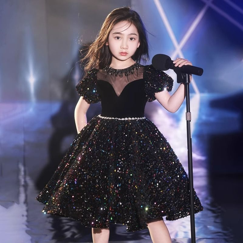 ドレス 発表会 キラキラ フォーマル 女の子 子供 キッズ ピアノ ワンピース パーディー 上品 エレガント ジュニア yisha 12