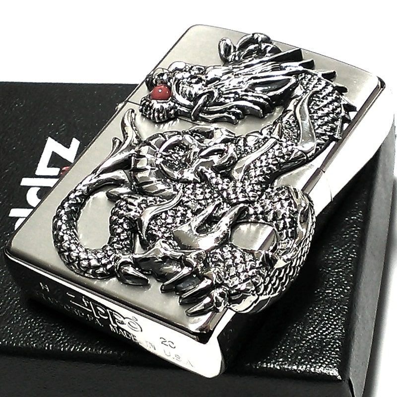 ZIPPO 和柄 ジッポ ライター 龍 ドラゴンメタル シルバーサテン ZIPPO 和柄 ジッポ ライター 龍 ドラゴンメタル シルバーサテン