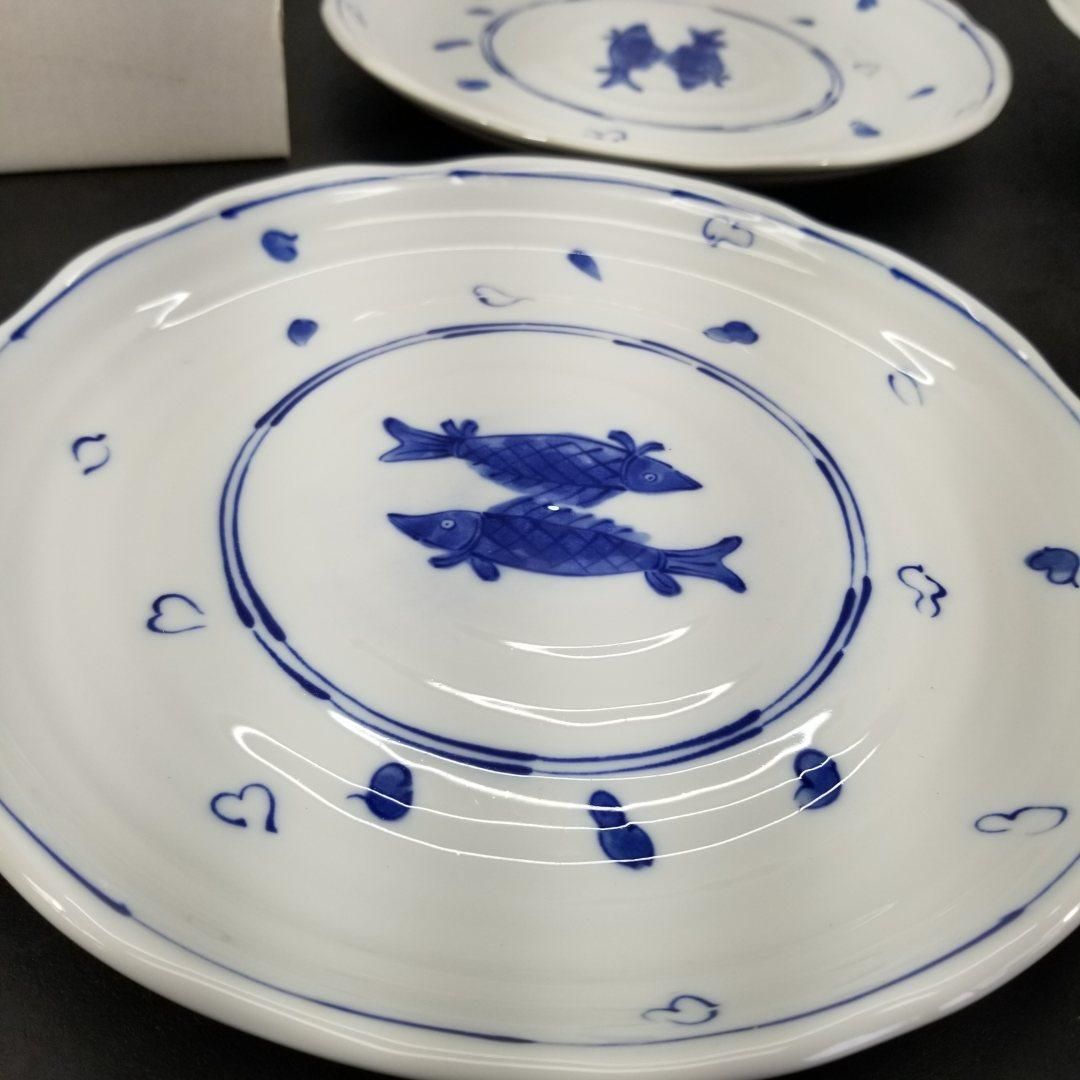 食器 和食器 水玉双魚紋 深皿2枚中皿2枚 セット A5806A08
