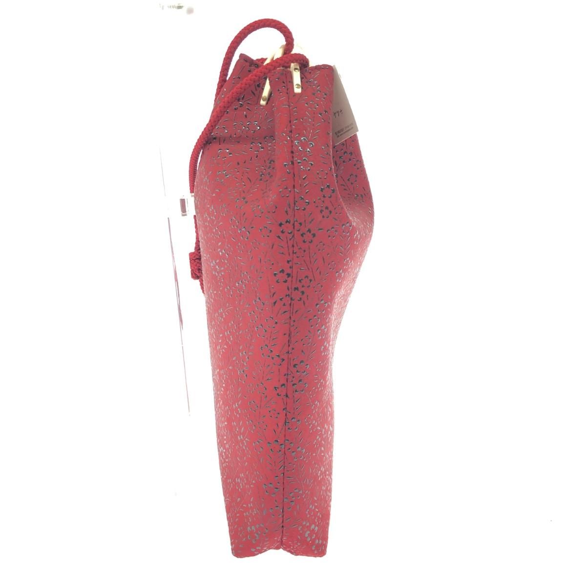 印傳屋 インデンヤ ハンドバッグ/合切袋 鹿革 ボルドー/レッド