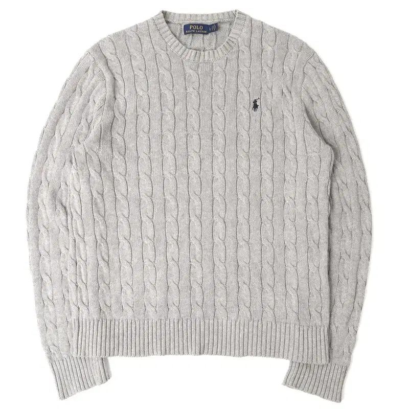 ポロ Ralph Lauren ラルフローレン ライト グレー コットン ケーブル ニット セーター
