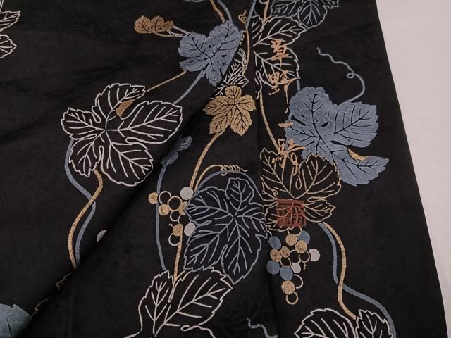 平和屋着物●染色作家　草野一騎　小紋　葡萄蔦の葉文　金彩　正絹　逸品　AAAZ6838ph 平和屋着物○染色作家 草野一騎 小紋 葡萄蔦の葉文 金彩 正絹