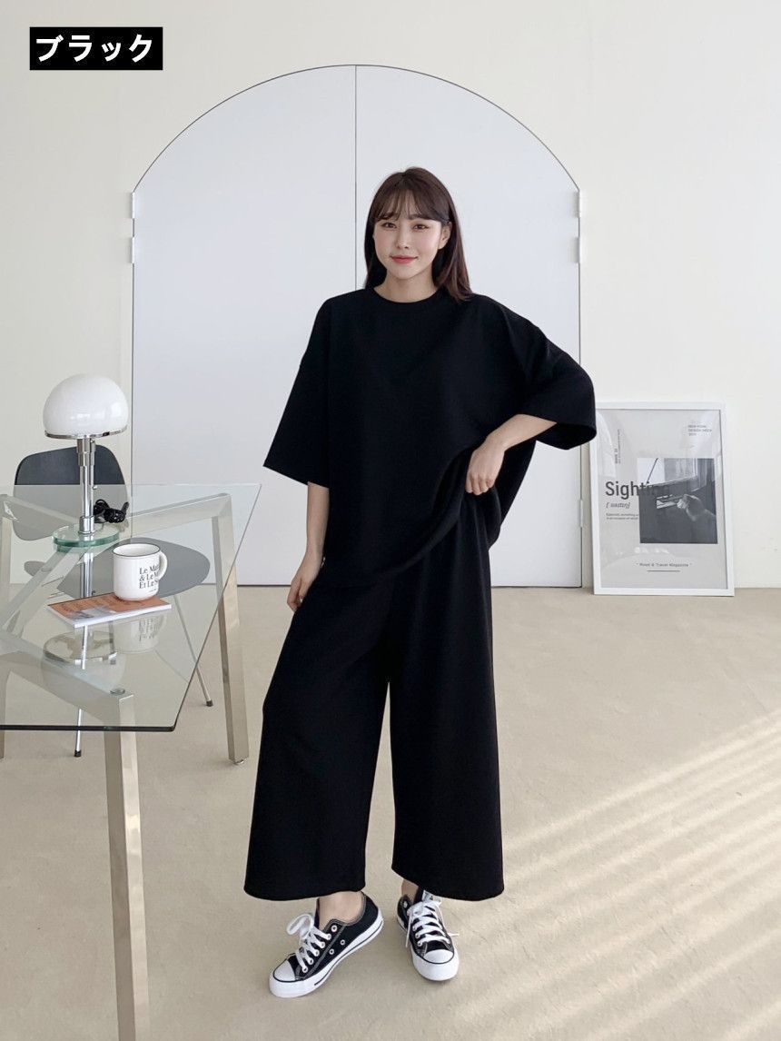 上下セット レディース セットアップ トップス 七分袖 Tシャツ