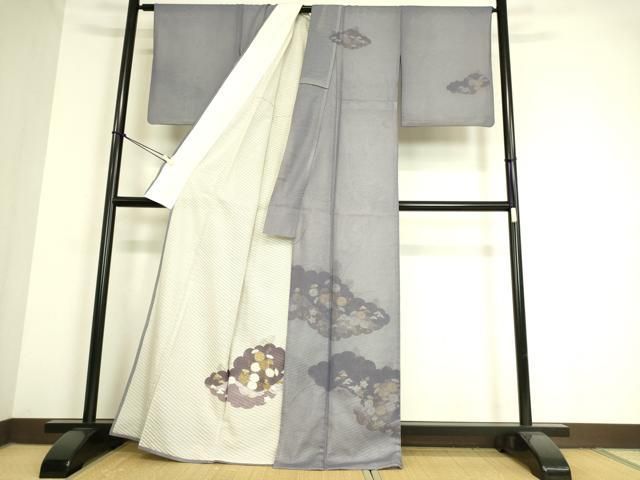 平和屋着物▽訪問着 無双 紗袷 紗×紋紗 雲取り花文 金彩 正絹 逸品  