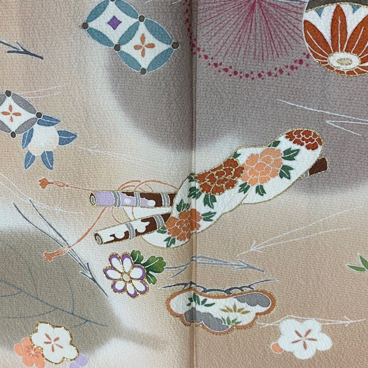 付け下げ 牛首紬 グラデーション 夕焼け パープル 着物 062a d 付け